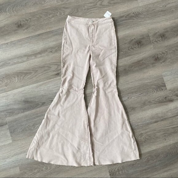 NWT Free People Just Float On Flare Jeans High Rise in Peach Neutral Tan 28 - Picture 15 of 16